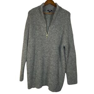 Express Grey Wool Blend Long‎ Pullover Turtleneck Sweater Sz L Winter Comfort